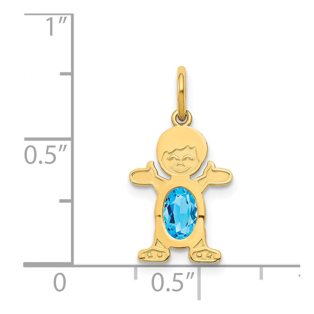 14K Yellow Gold Boy 6x4 Oval Genuine Blue Topaz-December