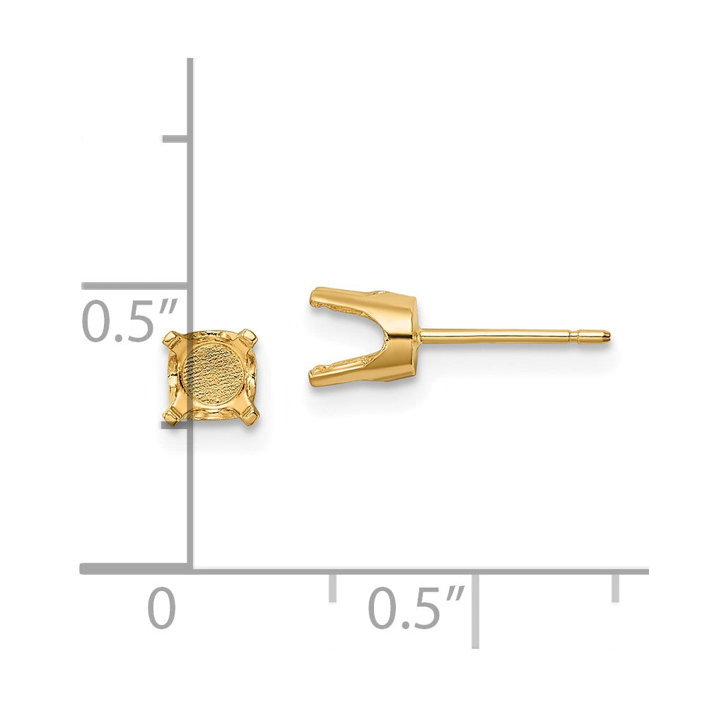 14k Yellow Gold 5.5mm Round Stud Earring Mounting w/backs