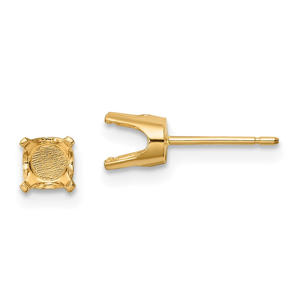 14k Yellow Gold 5.5mm Round Stud Earring Mounting w/backs