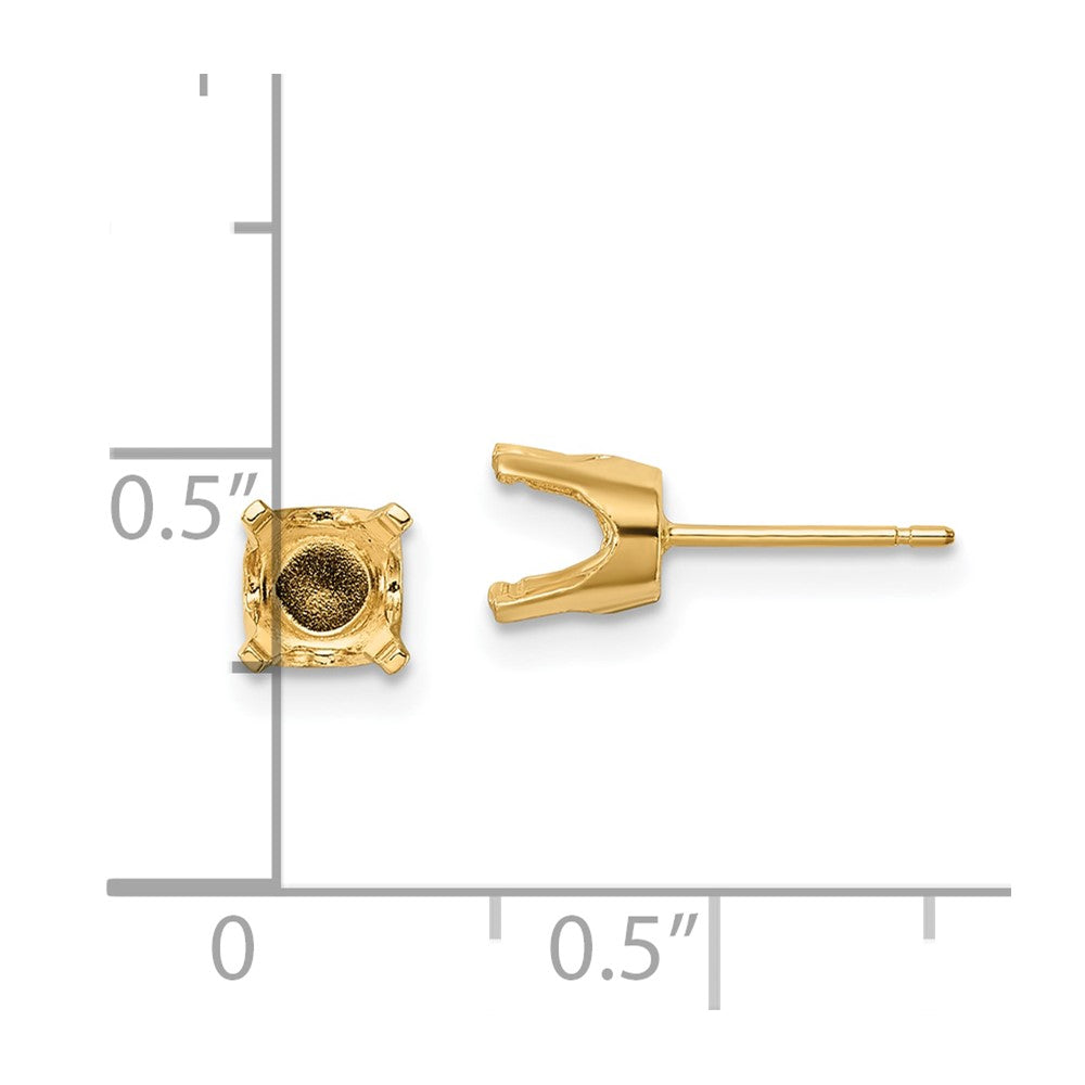 14k Yellow Gold 5.75mm Round Stud Earring Mounting w/backs