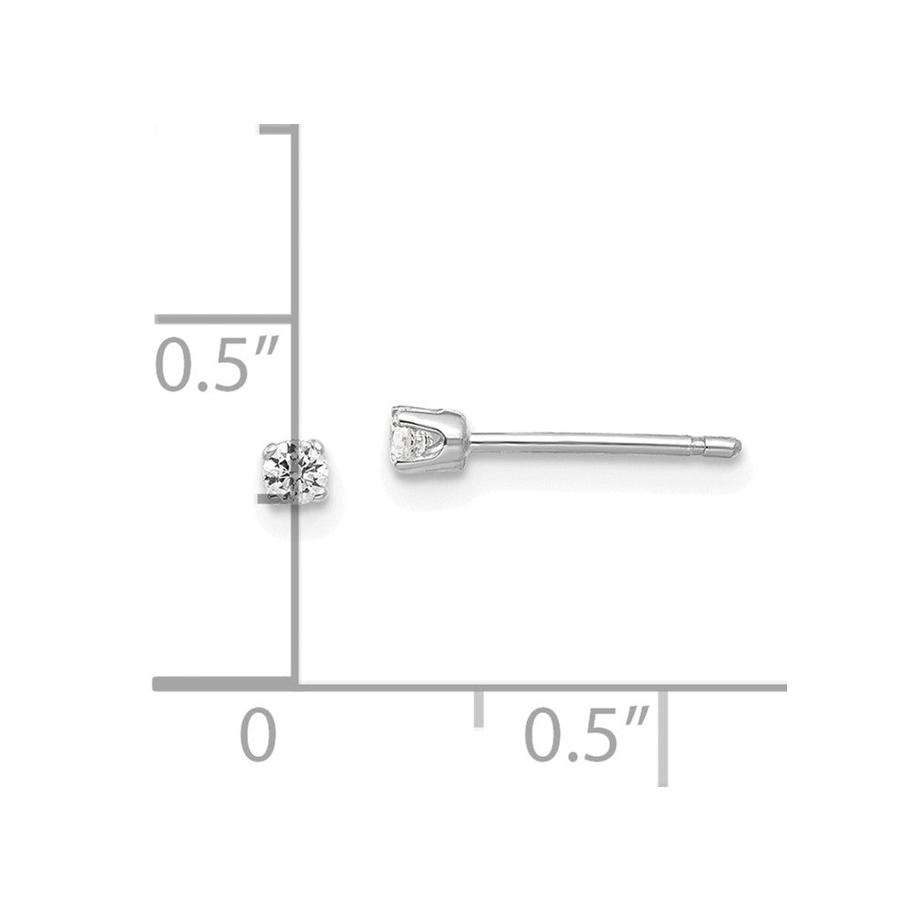 14k White Gold 2.25mm CZ stud earrings