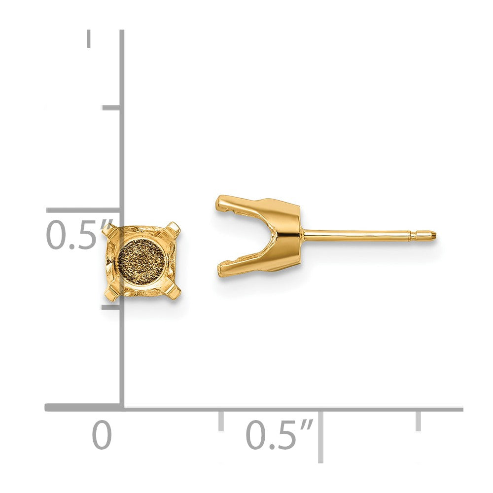 14k Yellow Gold 2.75mm Round Stud Earring Mounting w/backs
