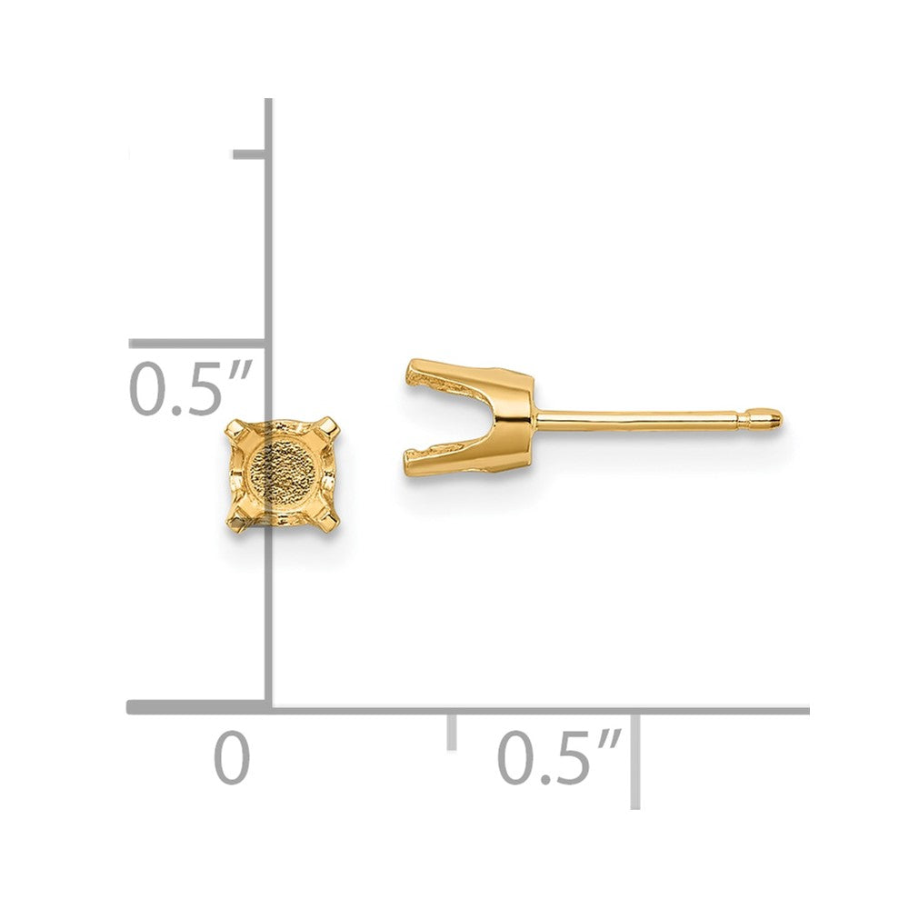 14k Yellow Gold 4.5mm Round Stud Earring Mounting w/backs