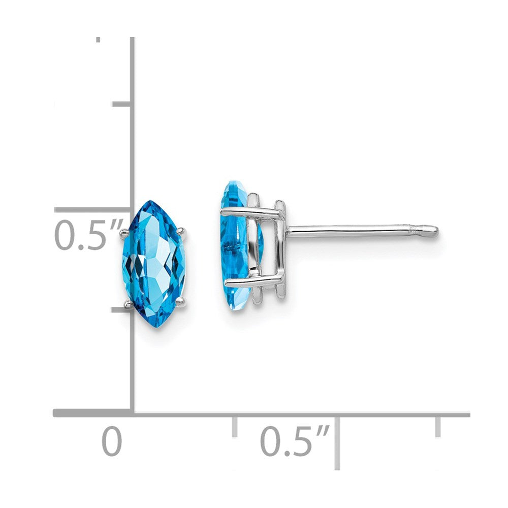 14k White Gold 8x4mm Marquise Blue Topaz earring