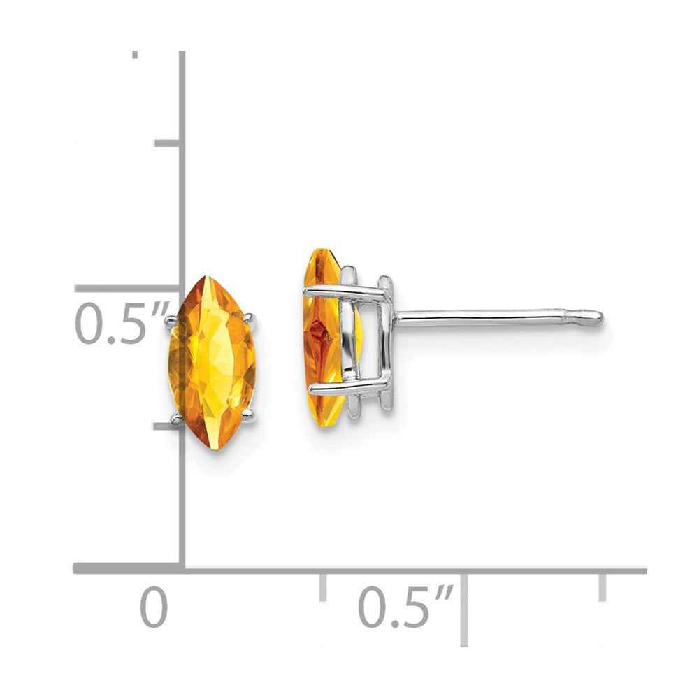 14k White Gold 8x4mm Citrine Marquise Stud Earring