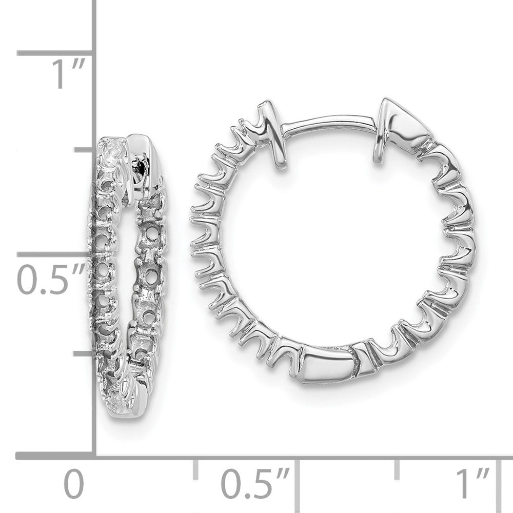 14k White Gold A Diamond Hinged Hoop Earrings