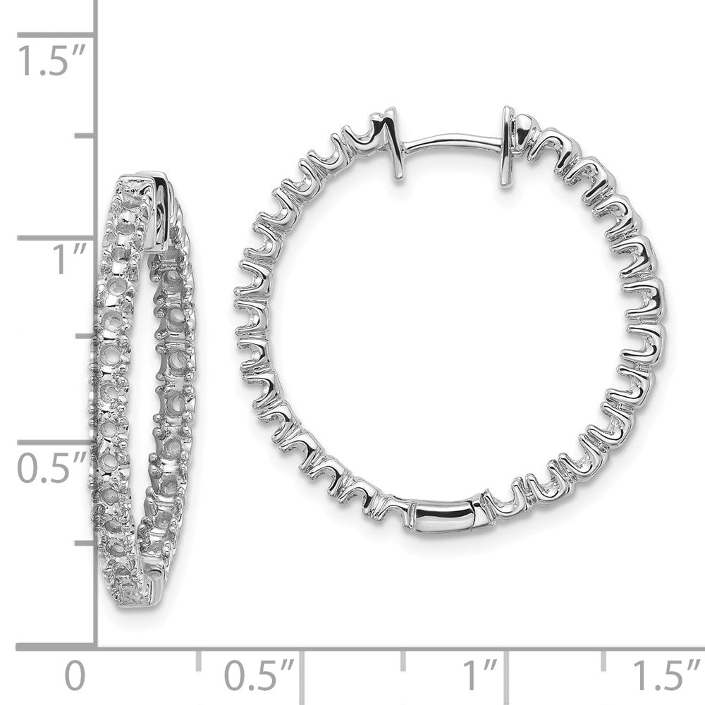 14k White Gold AAA Diamond Hinged Hoop Earrings