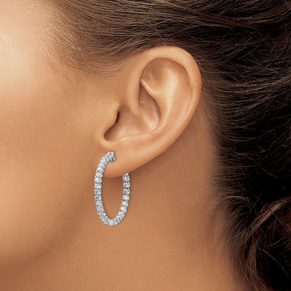 14k White Gold A Diamond Hinged Hoop Earrings