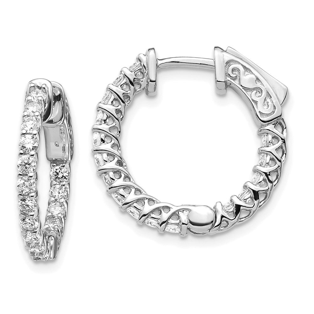 14k White Gold Round Hoop w/Safety Clasp Earring Mountings