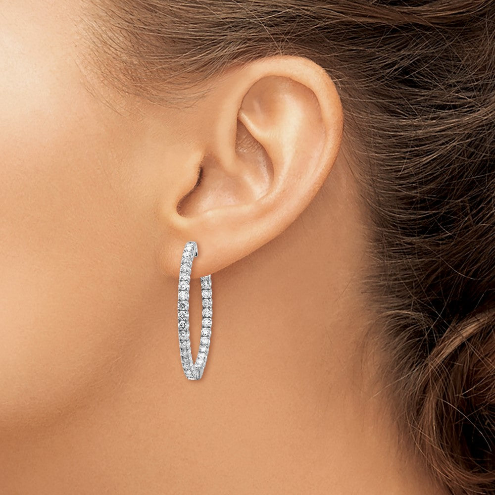 14k White Gold Round Hoop w/Safety Clasp Earring Mountings