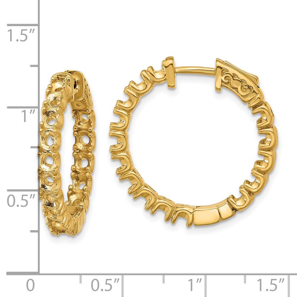 14k Yellow Gold Round Hoop w/Safety Clasp Earring Mountings