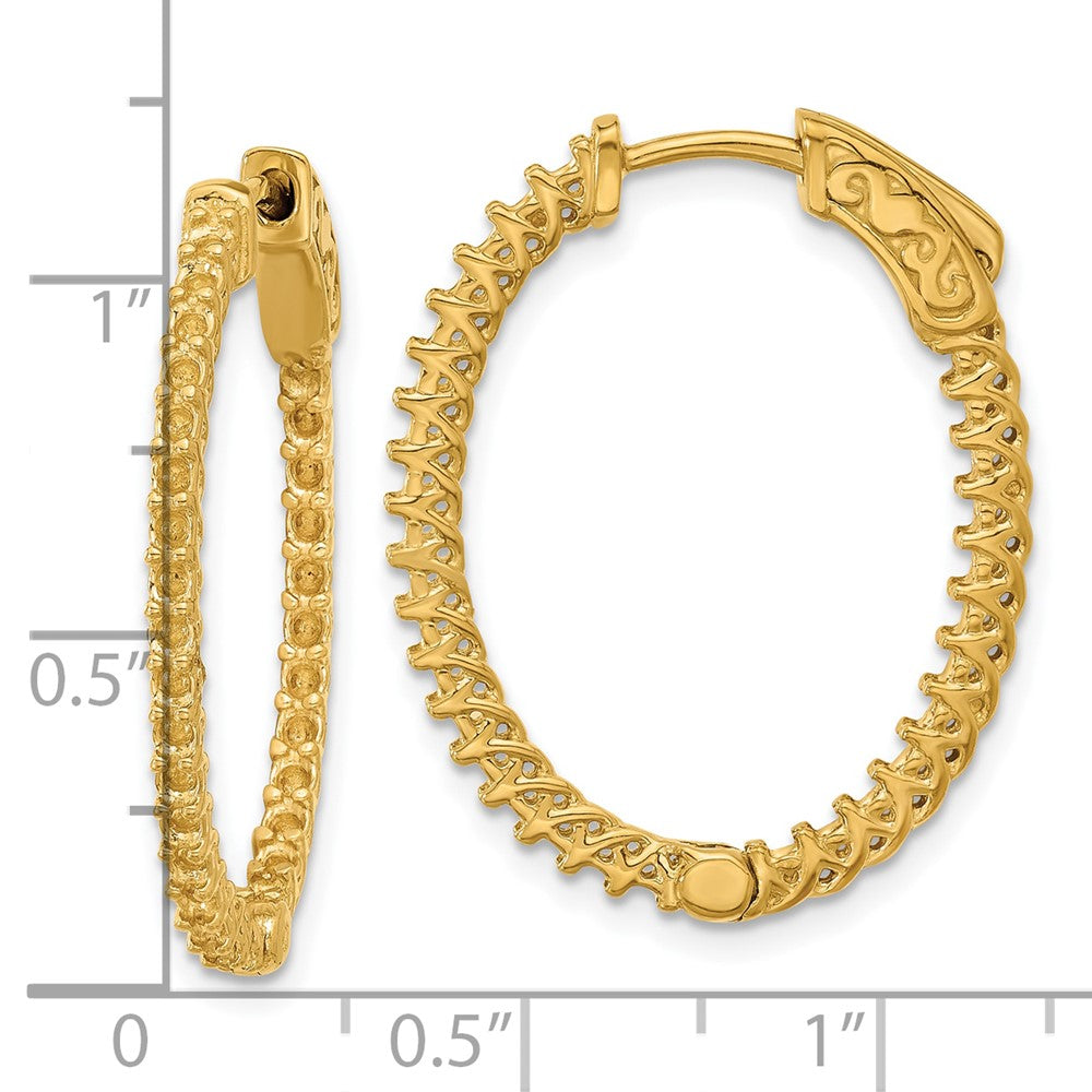 14k Yellow Gold Oval Hoop w/Safety Clasp Earring Mountings