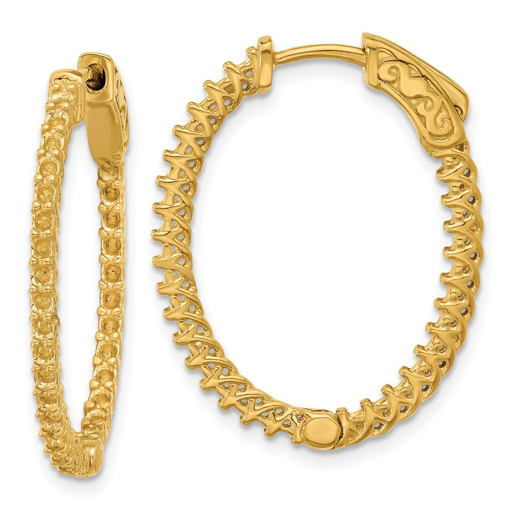 14k Yellow Gold Oval Hoop w/Safety Clasp Earring Mountings