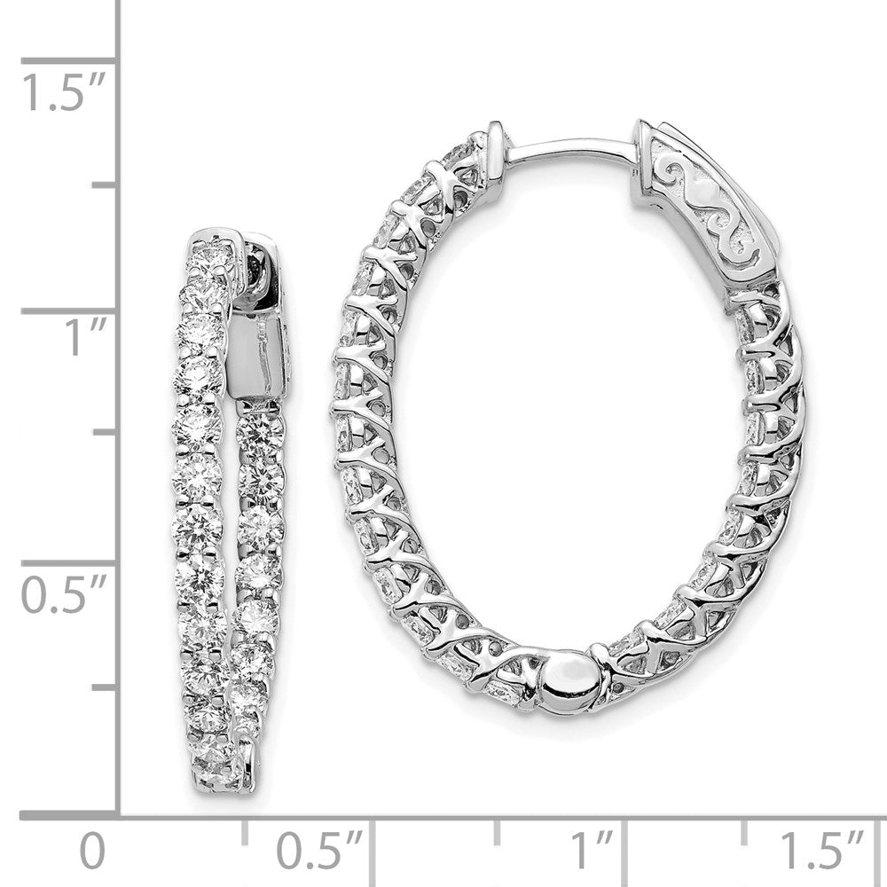 14k White Gold Oval Hoop w/Safety Clasp Earring Mountings