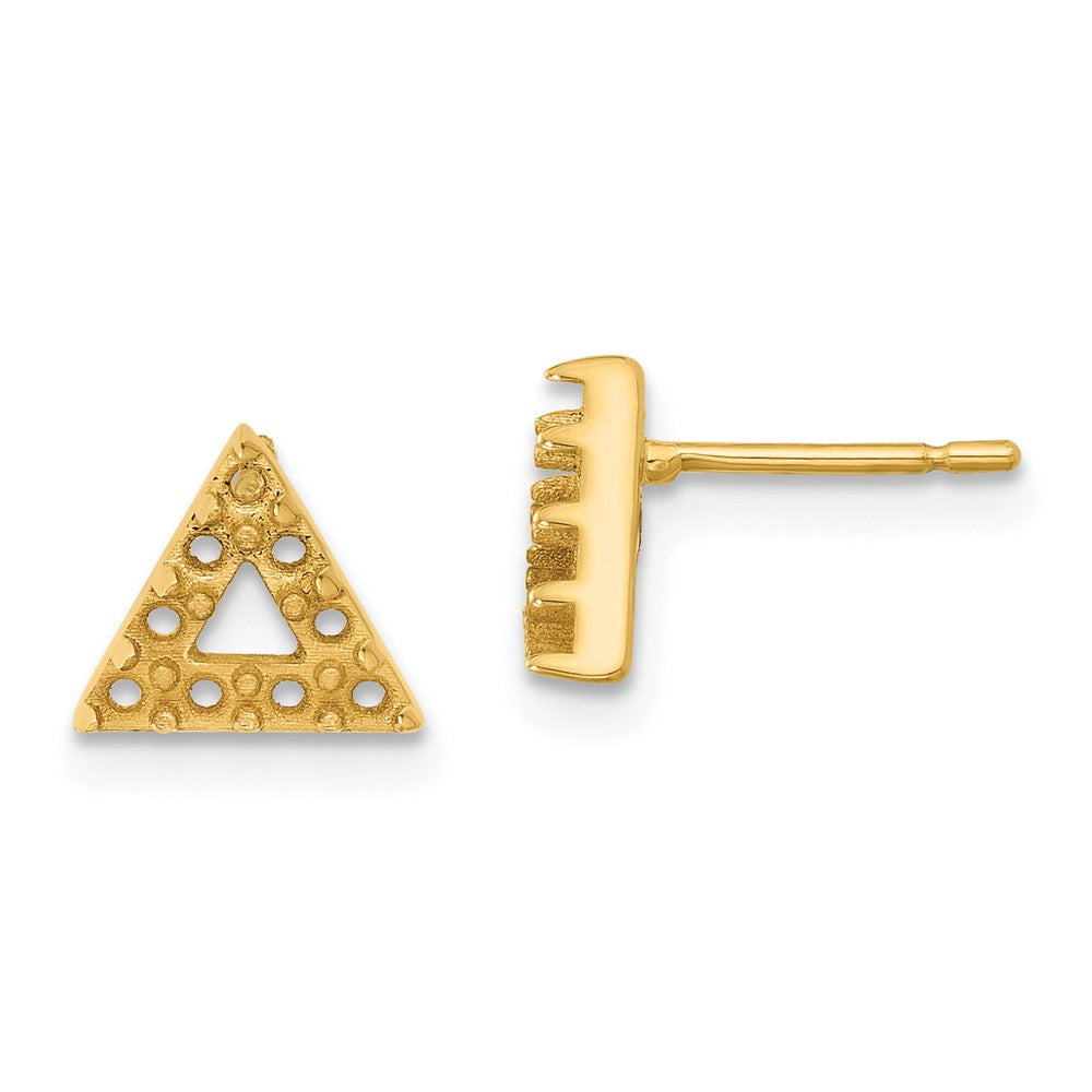 14k Yellow Gold Triangle Open Earrings Mounting