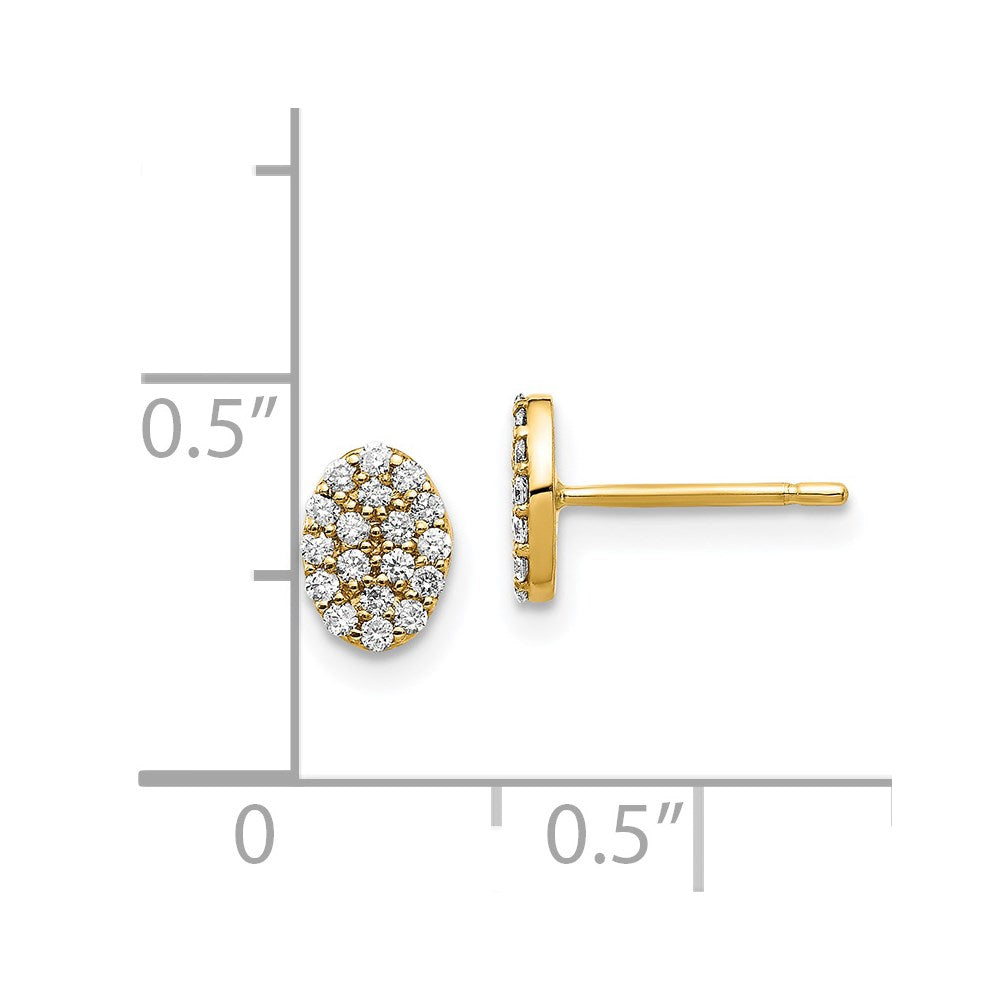 14k Diamond Cluster Oval Earrings