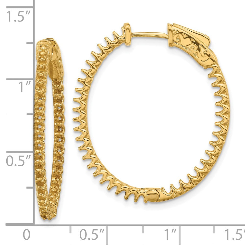 14K Yellow Gold 1.52ct 76-1.5mm In/Out Oval Hoop w/ Safety Clasp Earring Mountings