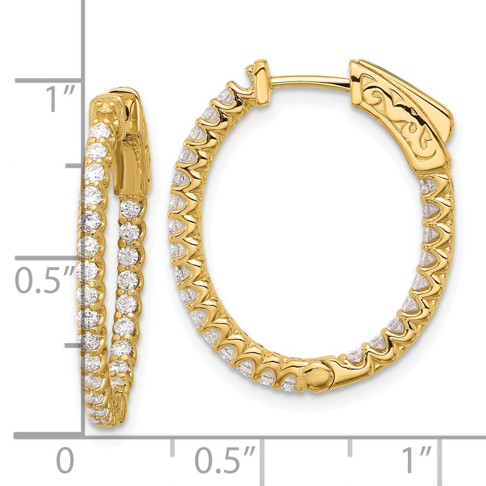 14K Yellow Gold 1.04ct. 52-1.5mm In/Out Oval Hoop w/ Safety Clasp Earring Mountings