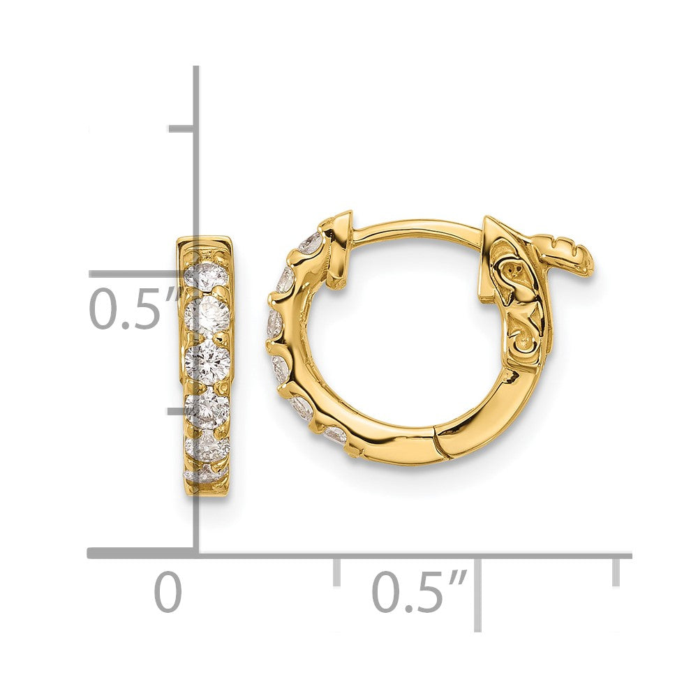 14K .42ct 12-2.0mm Round Hoop w/ Safety Clasp Diamond Earrings