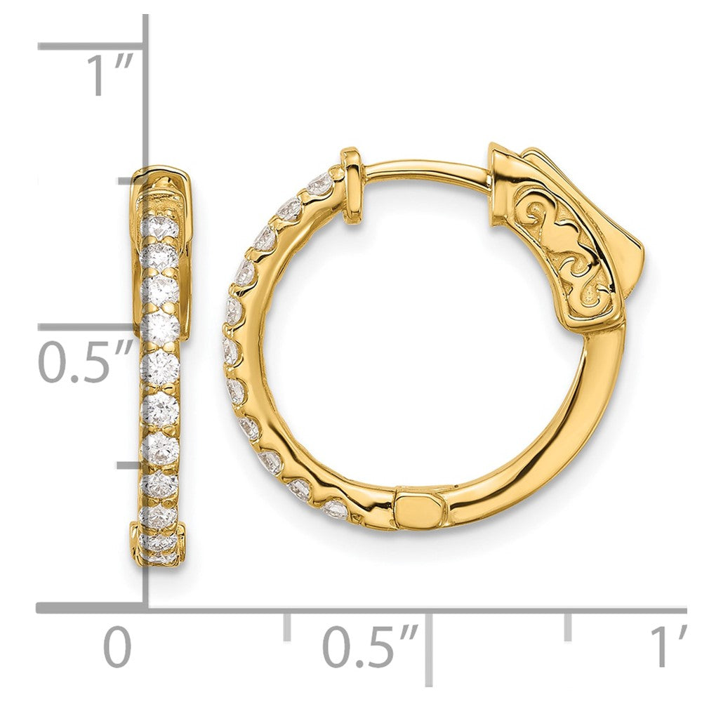 14K Yellow Gold .44ct 22-1.7mm Round Hoop w/ Safety Clasp Diamond Earrings