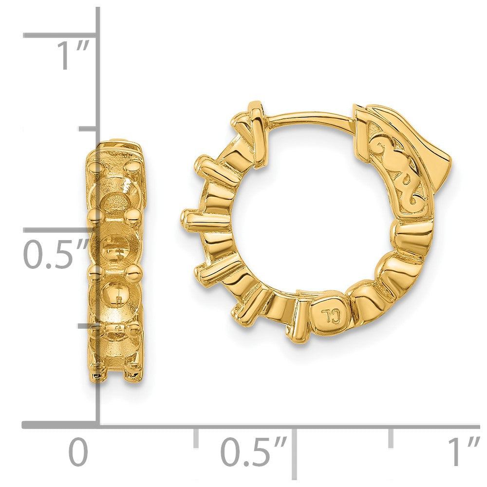 14K Yellow Gold 1.5ct 10-3.5mm Round Hoop w/ Safety Clasp Earring Mountings