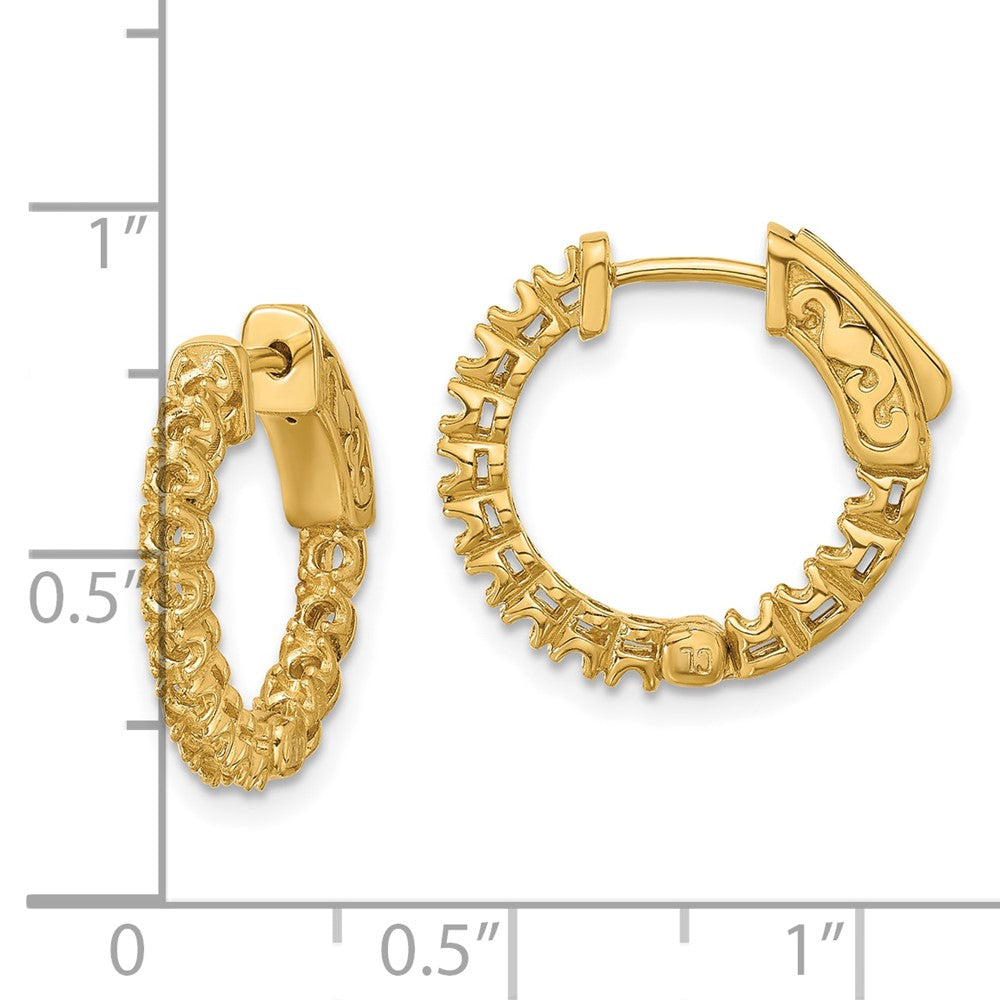 14K Yellow Gold .62ct 28-1.75mm In/Out Hoop w/ Safety Clasp Earring Mountings