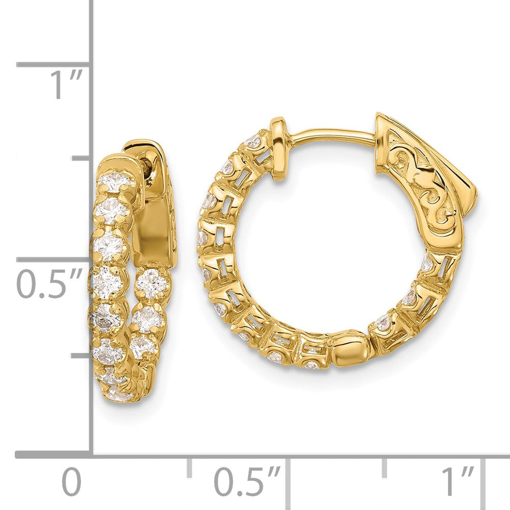 14K Yellow Gold .84ct 24-2.0mm In/Out Hoop w/ Safety Clasp Diamond Earrings
