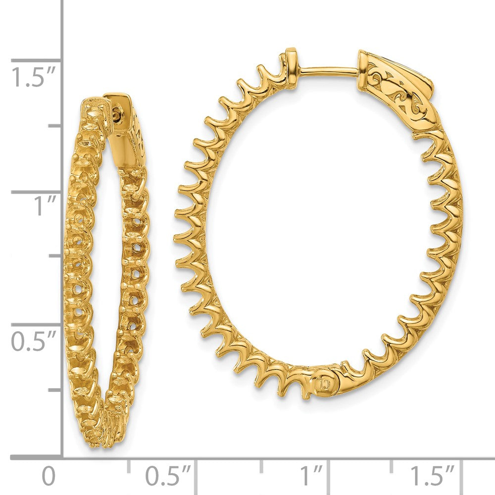 14K Yellow Gold 2.9ct 58-2.3mm In/Out Oval Hoop w/ Safety Clasp Earring Mountings