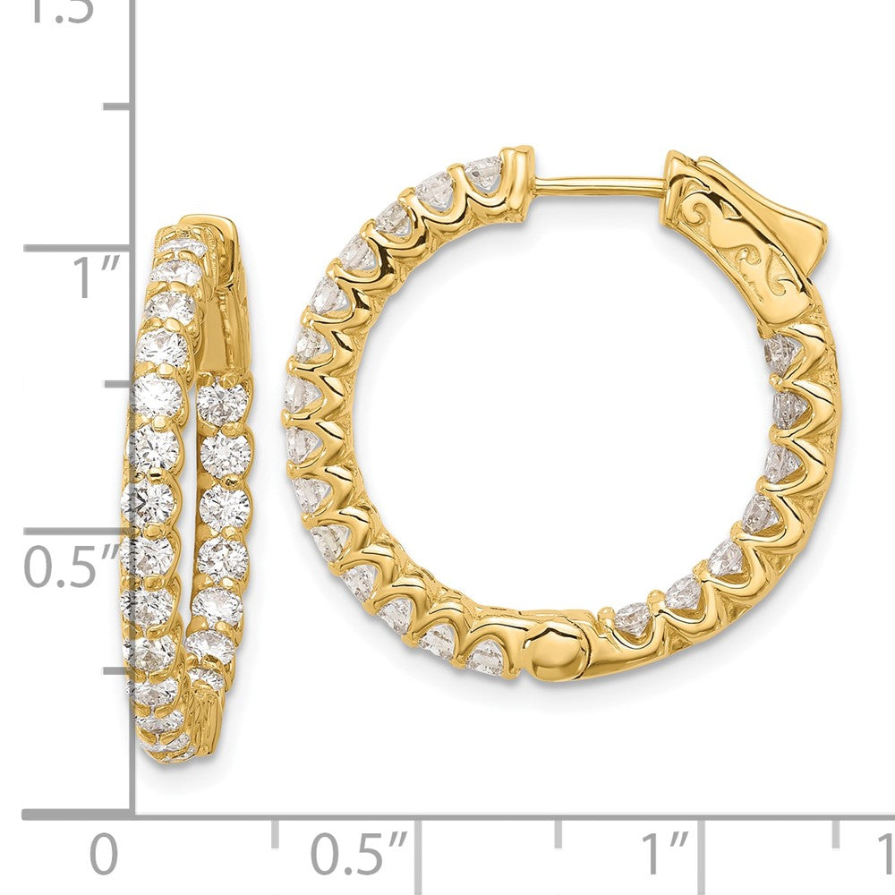 14K Yellow Gold 2.1ct 42-2.3mm In/Out Hoop w/ Safety Clasp Diamond Earrings