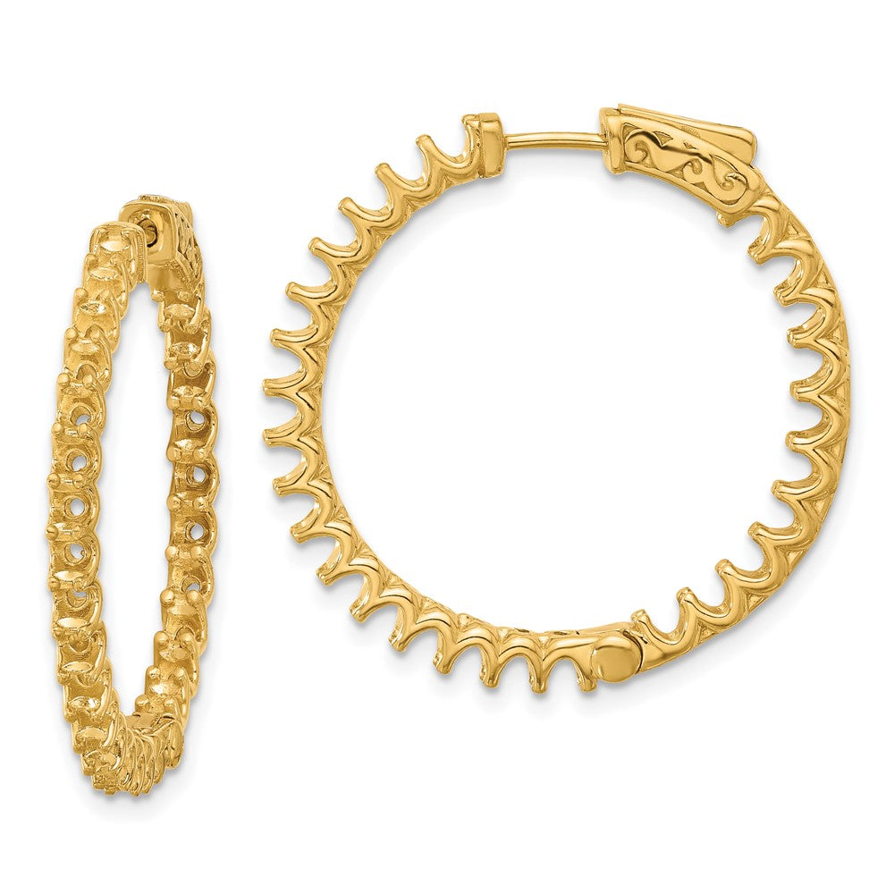 14K Yellow Gold 3.2ct 54-2.5mm In/Out Hoop w/ Safety Clasp Earring Mountings