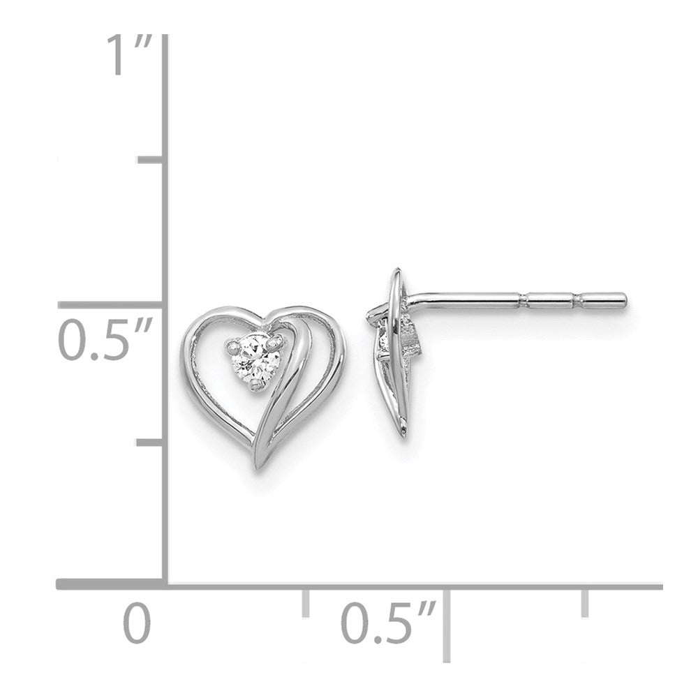 14k White Gold A Diamond heart earring