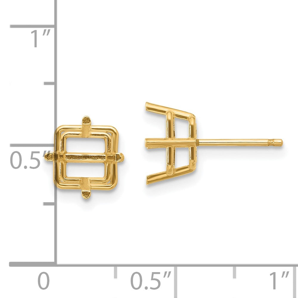 14k Yellow Gold 7mm Square Earring Mountings