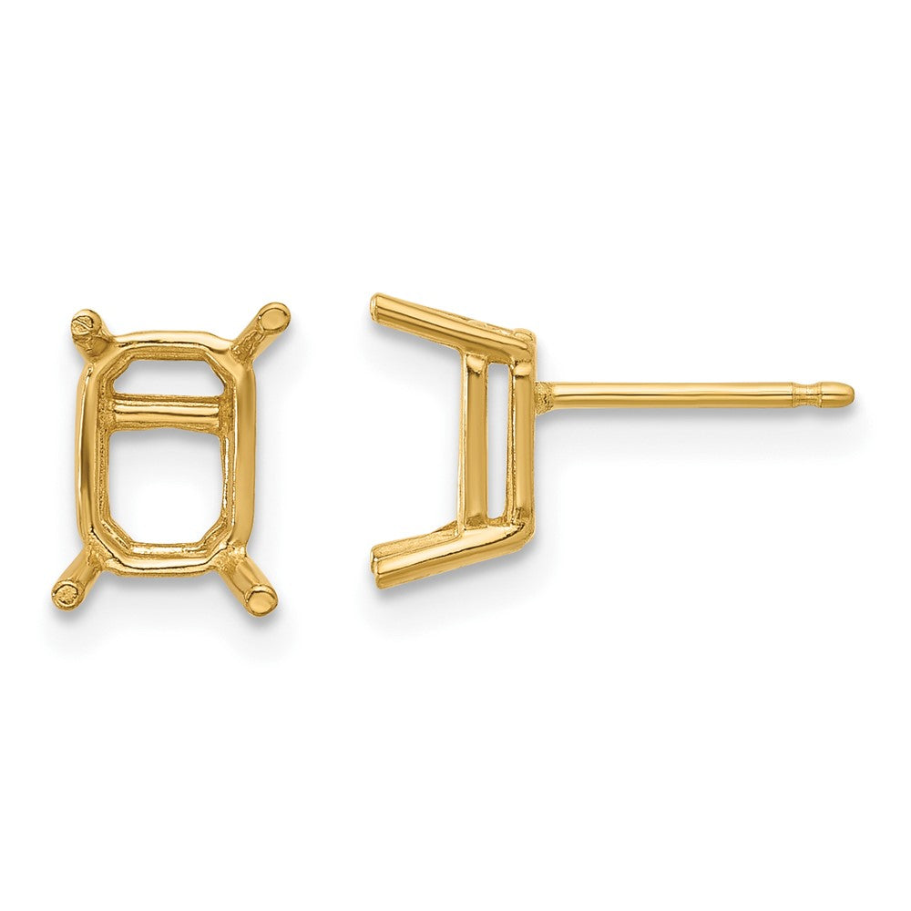 14k Yellow Gold 7x5 Emerald Earring Mountings