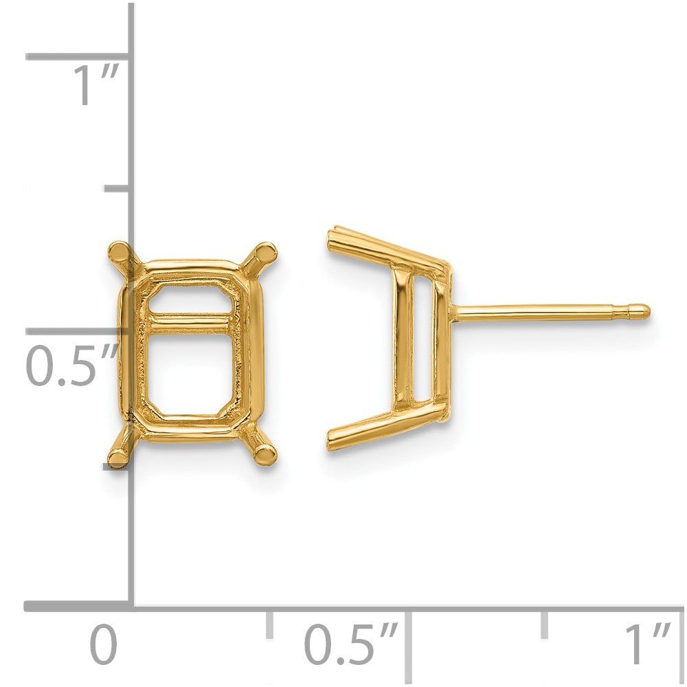 14k Yellow Gold 9x7 Emerald Earring Mountings