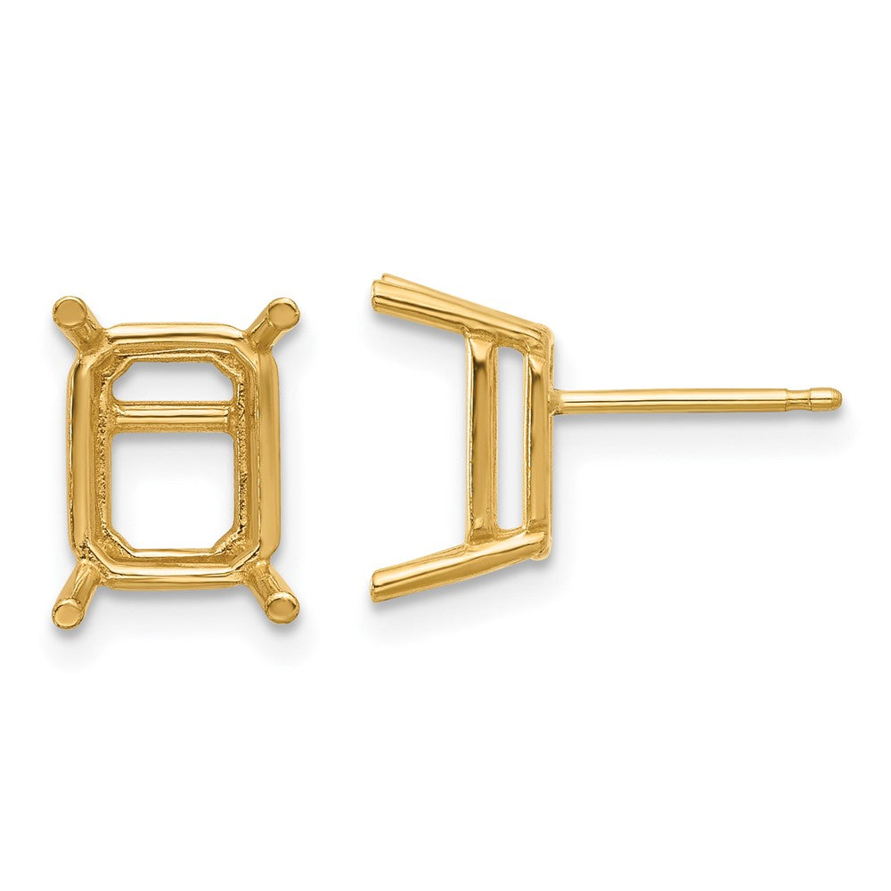 14k Yellow Gold 9x7 Emerald Earring Mountings