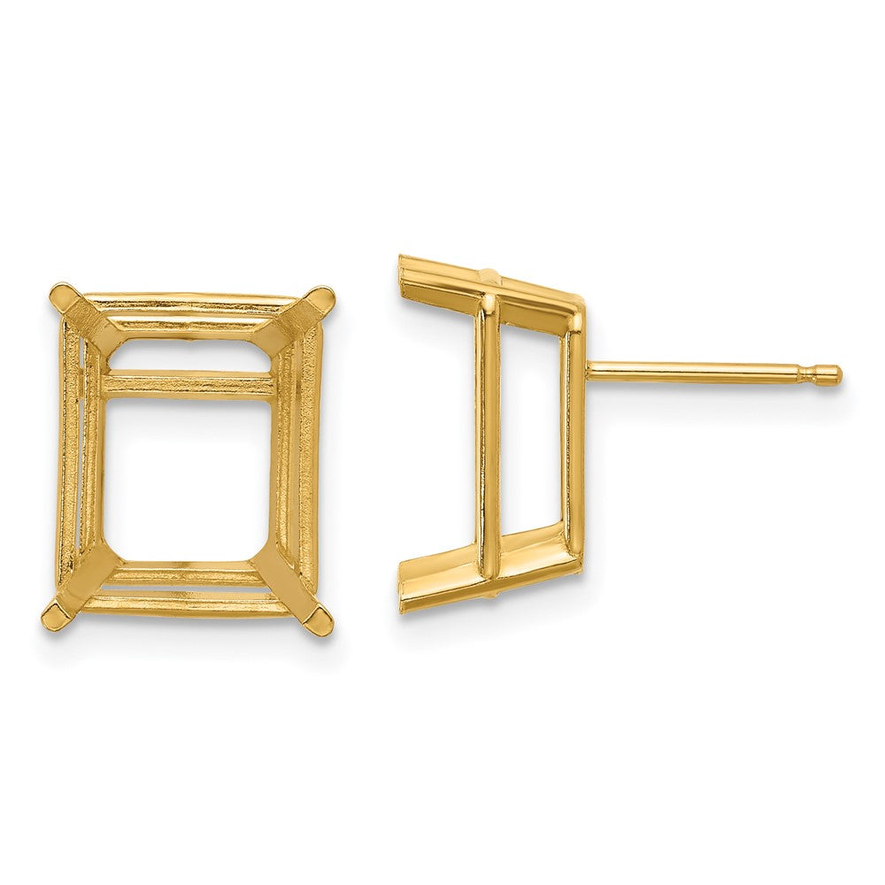 14k Yellow Gold 12x10 Emerald Earring Mountings