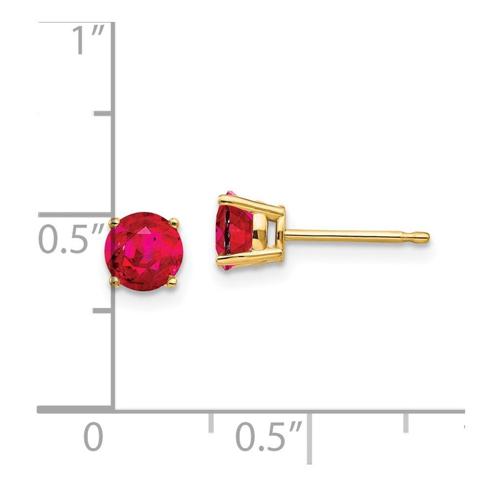 14k Yellow Gold Ruby Post Earrings