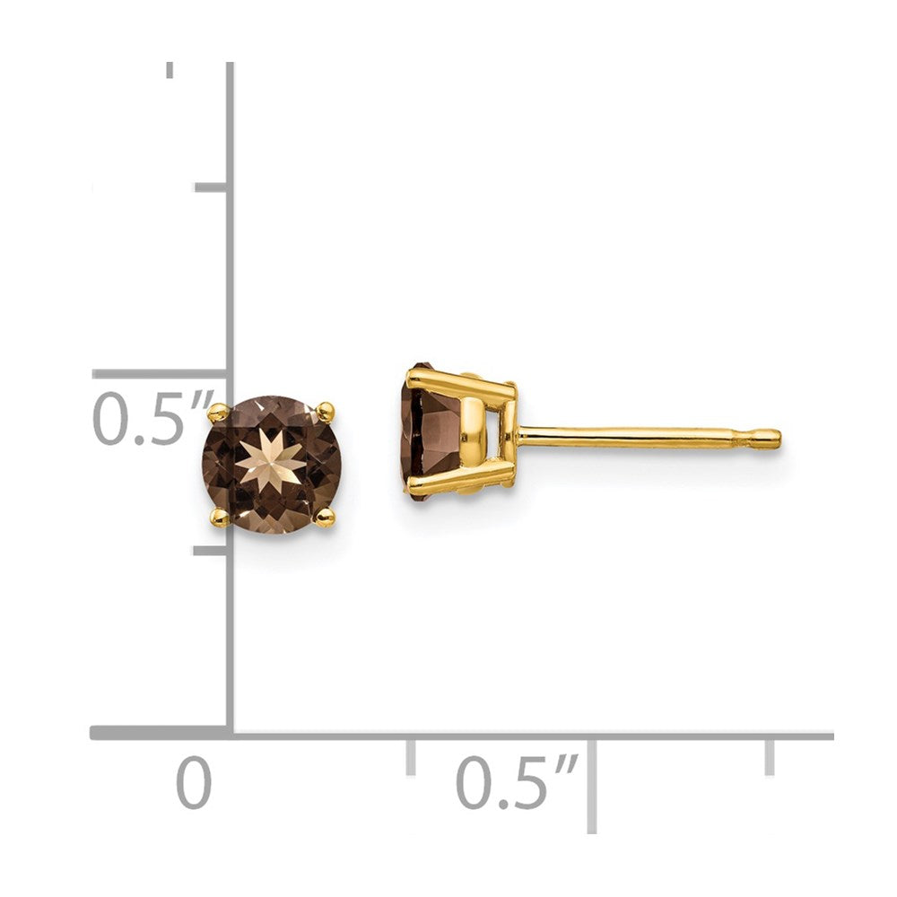 14k 5mm Round Smoky Quartz Earrings