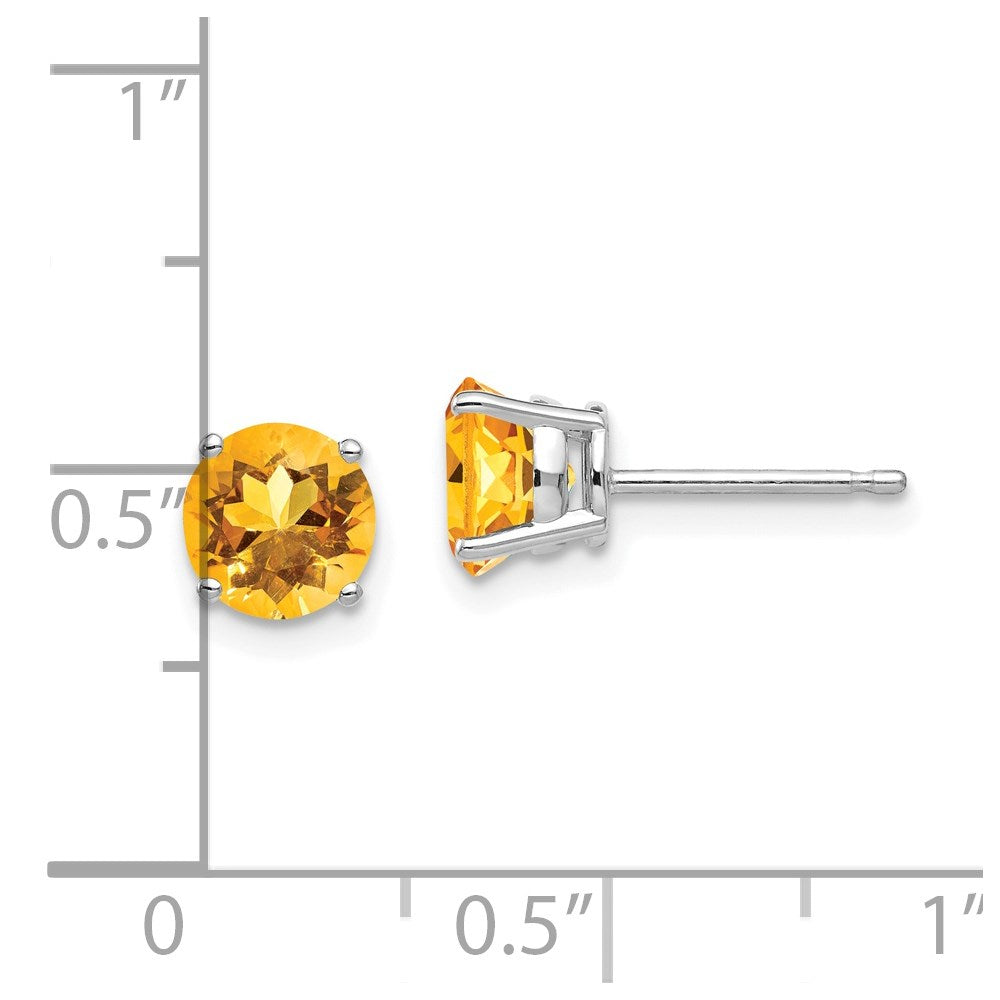 14k White Gold 6mm Citrine Earrings