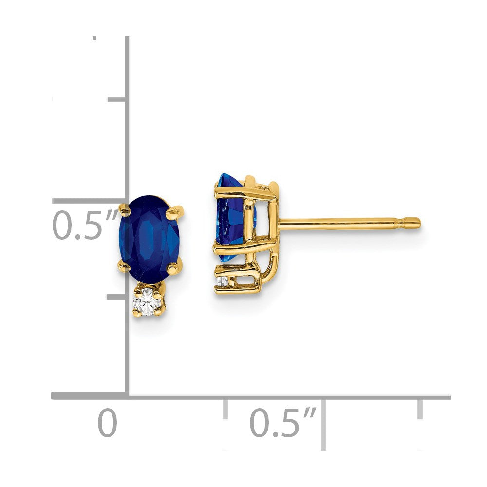 14k Sapphire Diamond Post Earrings
