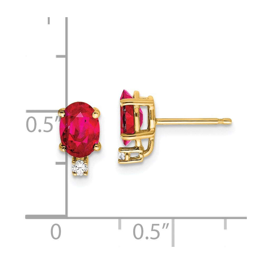 14k Ruby Diamond Post Earrings