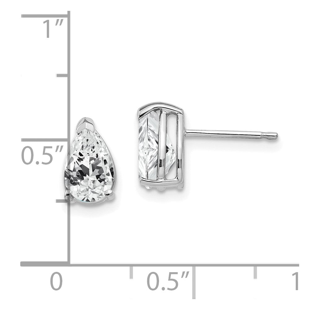 14k White Gold 8x5mm Pear Cubic Zirconia Earrings