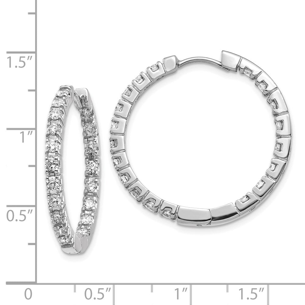 14k White Gold AA Diamond Hinged Hoop Earrings