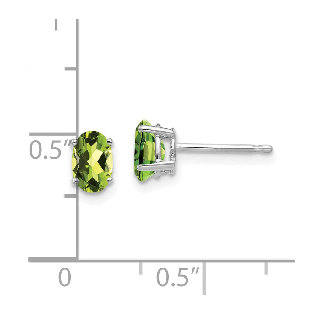 14k White Gold 6x4mm Oval Peridot Earrings