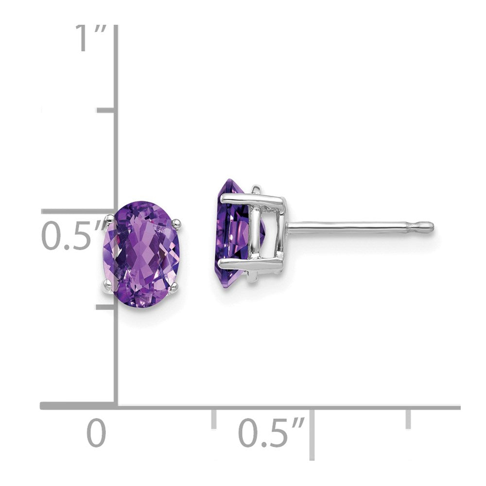 14k White Gold 7x5mm Oval Amethyst Earrings