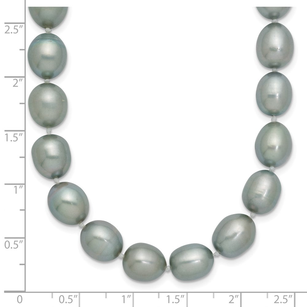 14k White Gold 8-9mm Grey Rice Freshwater Cultured Pearl 18 inch Necklace