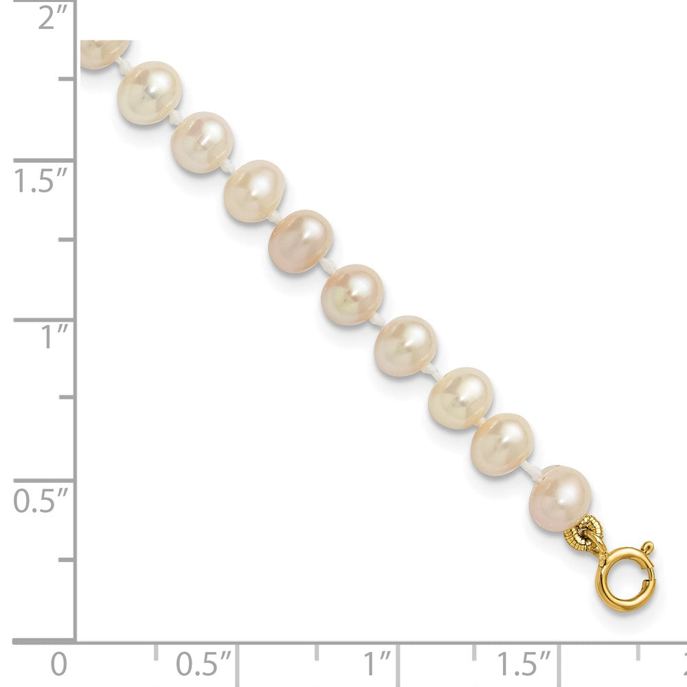 14k 4-5mm White Semi-Round Freshwater Cultured Pearl 5 inch Bracelet