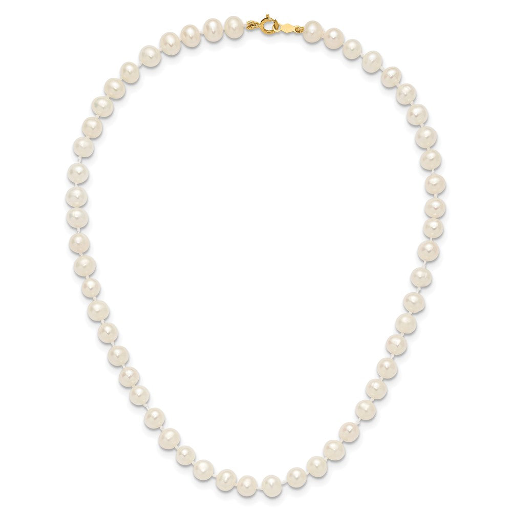 14k 5-6mm White Semi-Round Freshwater Cultured Pearl 12 inch Necklace
