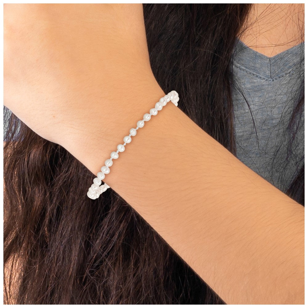 14k Madi K 3-4mm White Egg Shape Freshwater Cultured Pearl 6 inch Bracelet