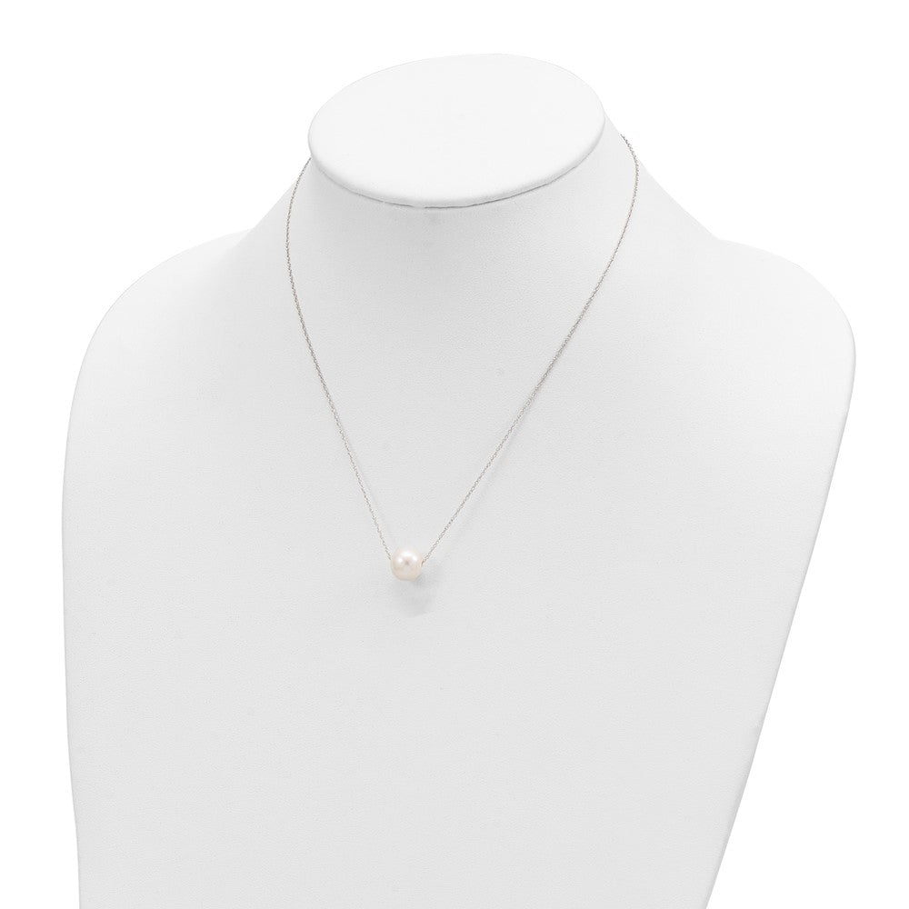 14k White Gold 10-11mm White Semi-Round Freshwater Cultured Pearl Rope 17 inch Necklace